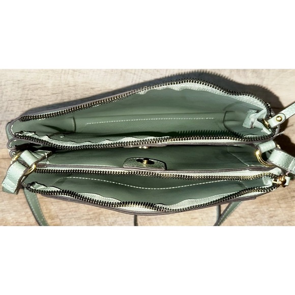 Nanette Lepore Womens Jade Sage Green Gallia Triple Section Crossbody Bag Purse - Picture 4 of 5